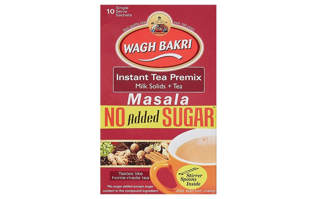 Wagh Bakri Instant Tea Premix (Milk Solids + Tea)  Masala, (No Added Sugar)   Box  80 grams